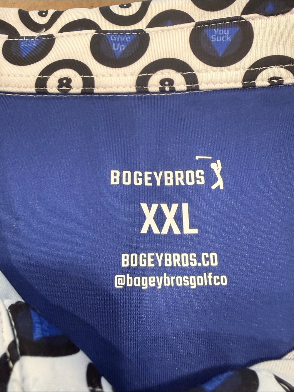 White Polo with Funny Magic 8 Ball Print - Modern Performance Polo - Picture 3 of 5